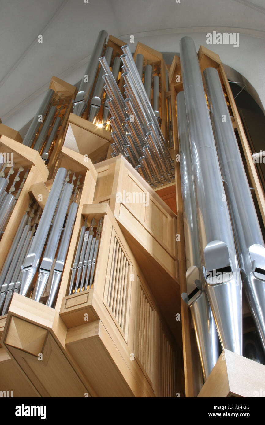 L'orgue dans l'église de Reykjavik Hallgrimskirkja Hallgrimur dans la capitale de l'Islande Banque D'Images