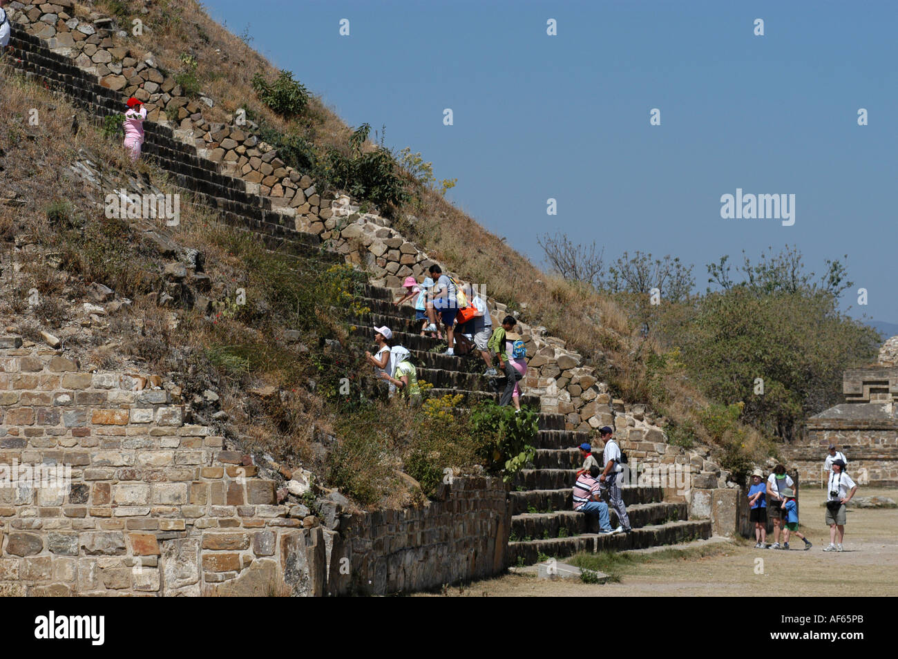 Site archéologique de Monte Alban dans la vallée d'Oaxaca au Mexique Banque D'Images