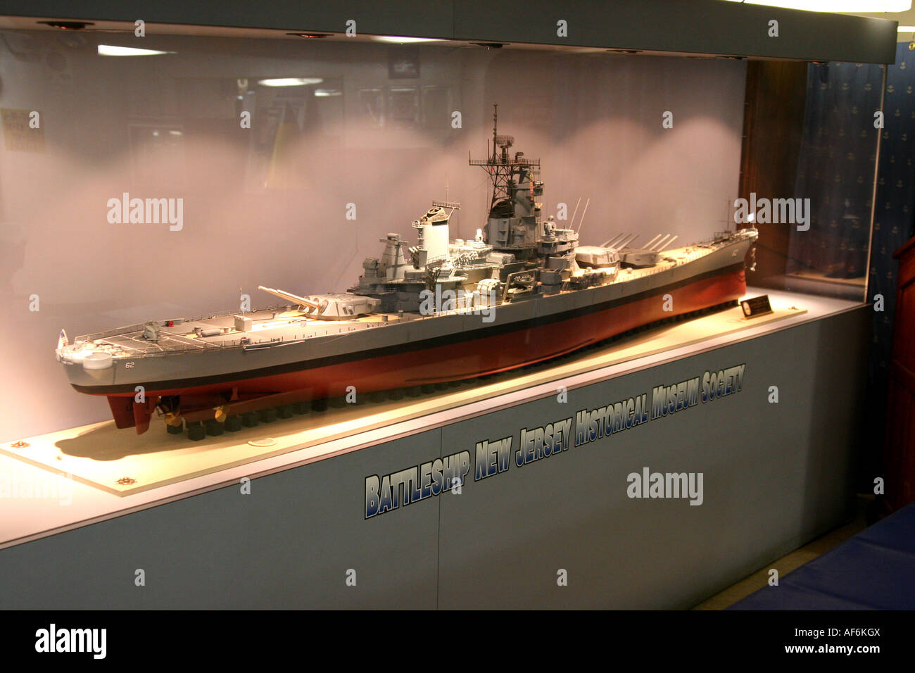 USS New Jersey Museum, modèle à l'échelle du navire. Banque D'Images