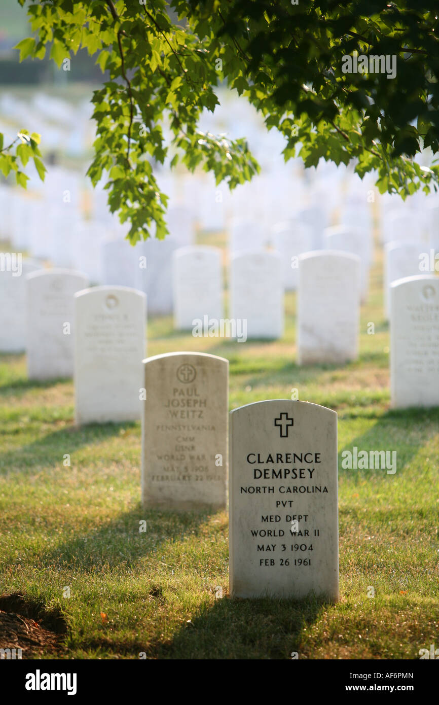 Pierre tombale dans le Cimetière National d'Arlington, VA, USA Banque D'Images