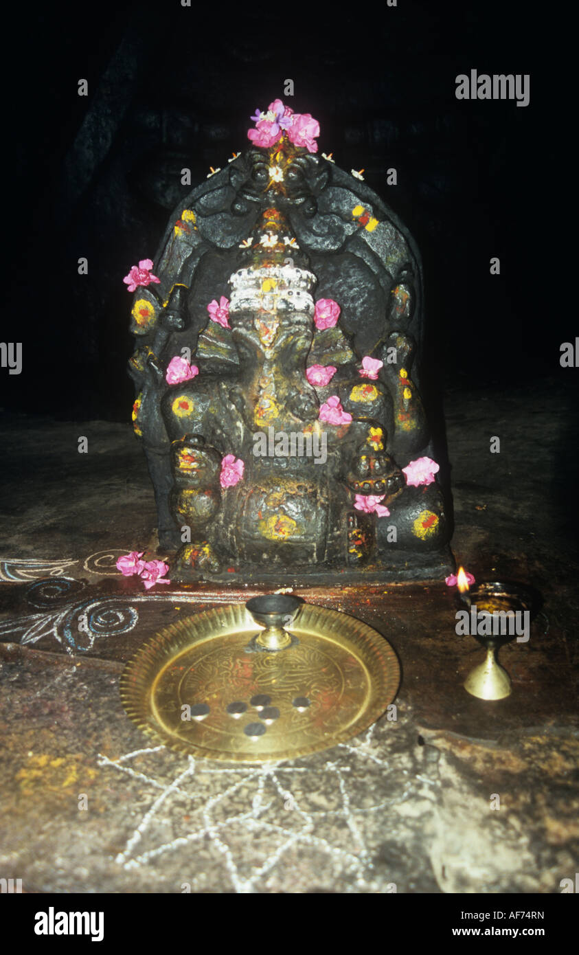 Statue de Ganesh a un temple Mysore, Inde. Banque D'Images