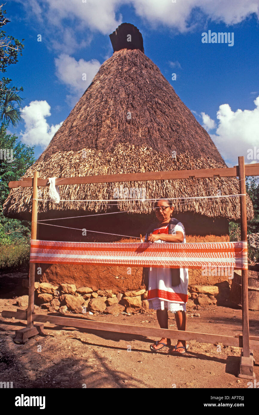 Hamac weaver Tixkokob Péninsule du Yucatan Mexique Banque D'Images
