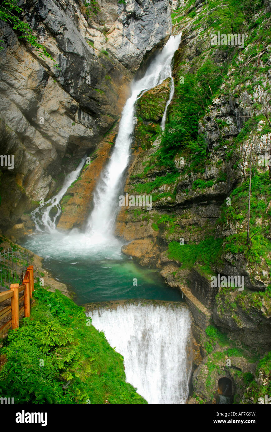 Cascade Savica est du lac Bohinj Slovénie Banque D'Images