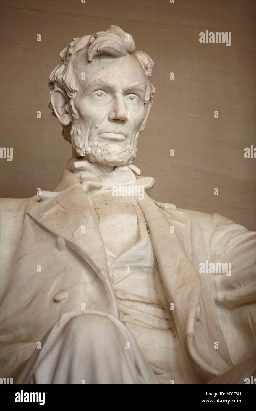 Statue de Lincoln au Lincoln Memorial, Washington DC, United States, USA Banque D'Images