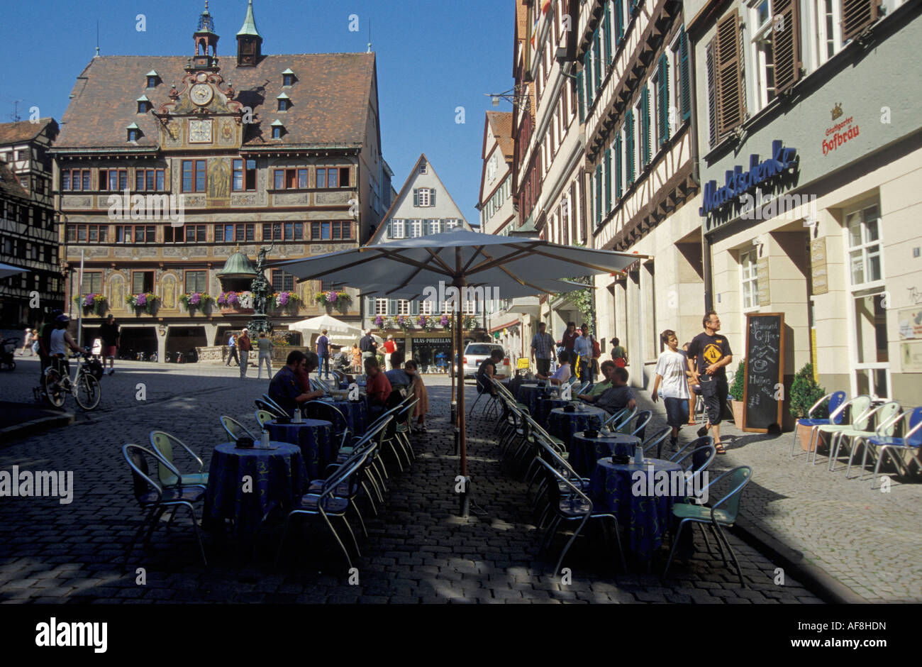 Tuebingen, quartier historique, de la place du marché et mairie Bade-wurtemberg, Allemagne, Europe Banque D'Images
