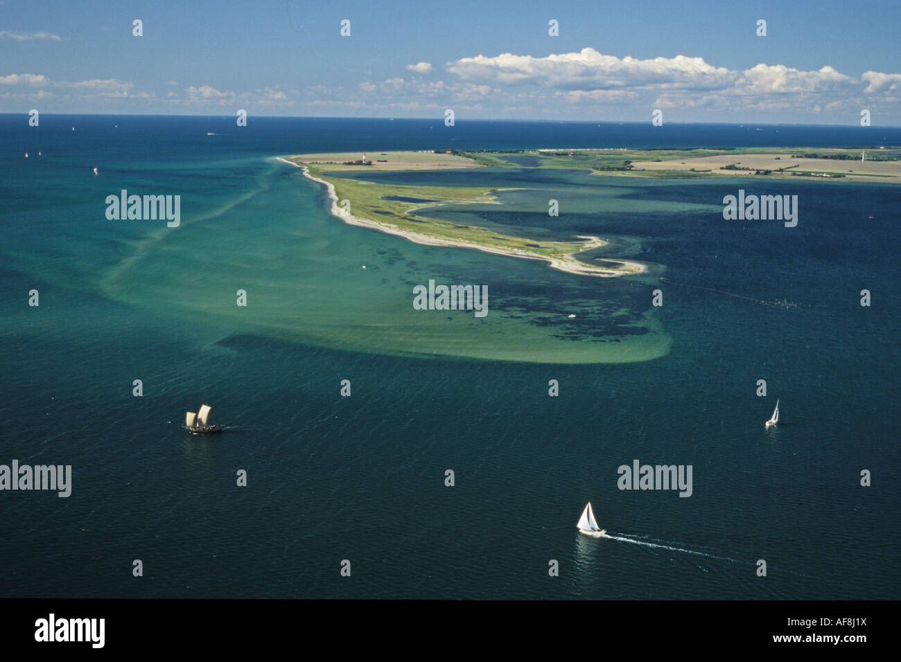 Photo aérienne de l'île de Fehmarn, bateaux à voile, de la mer Baltique, Schleswig Holstein, Allemagne du nord Banque D'Images
