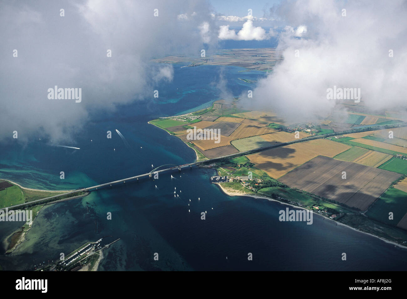 Photo aérienne de l'île de Fehmarn Fehmarn, pont sonore, mer Baltique, Schleswig Holstein, Allemagne du nord Banque D'Images