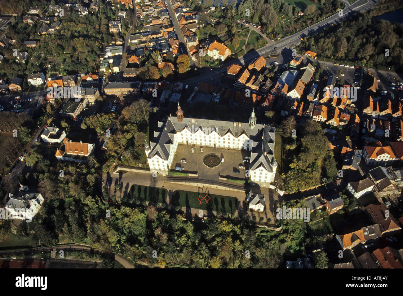 Photo aérienne du château Ploener, Schleswig Holstein, Allemagne du nord Banque D'Images