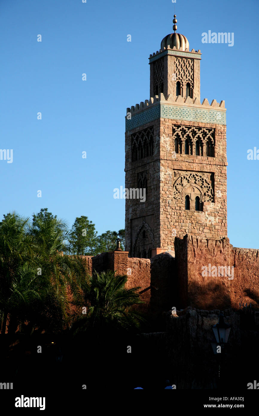 Epcot Center Walt Disney World Orlando Floride Maroc détails architecturaux section stand d'une tour Banque D'Images