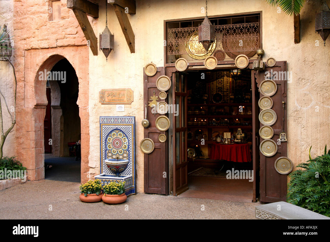 Epcot Center Walt Disney World Orlando Floride Maroc détails architecturaux section stand entrée du marché Banque D'Images