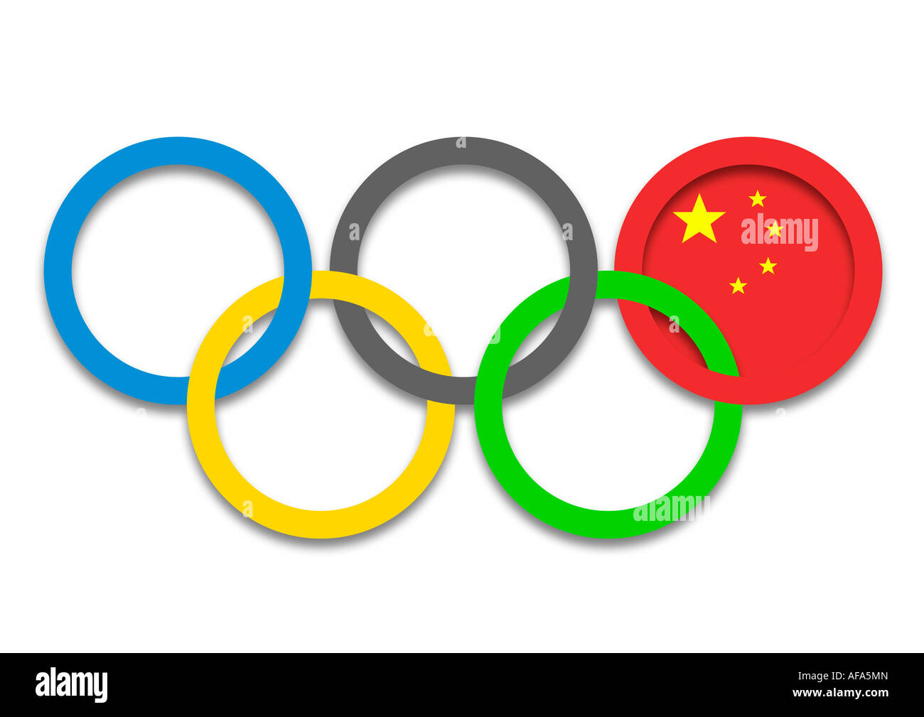 Drapeau du mouvement des Jeux Olympiques Banque D'Images