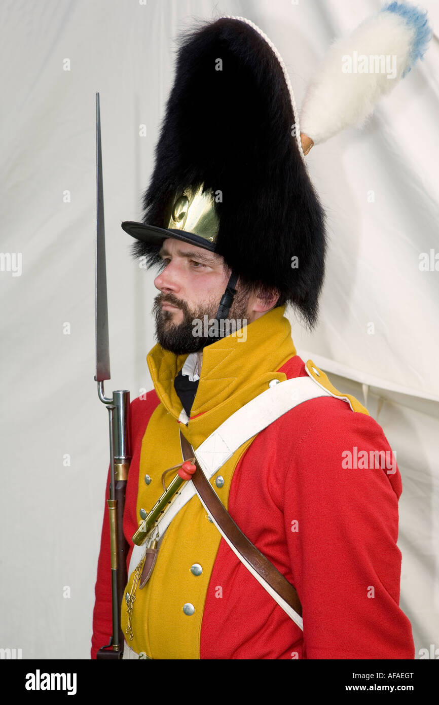 Soldat danois dans un uniforme d'une année 1807 Banque D'Images