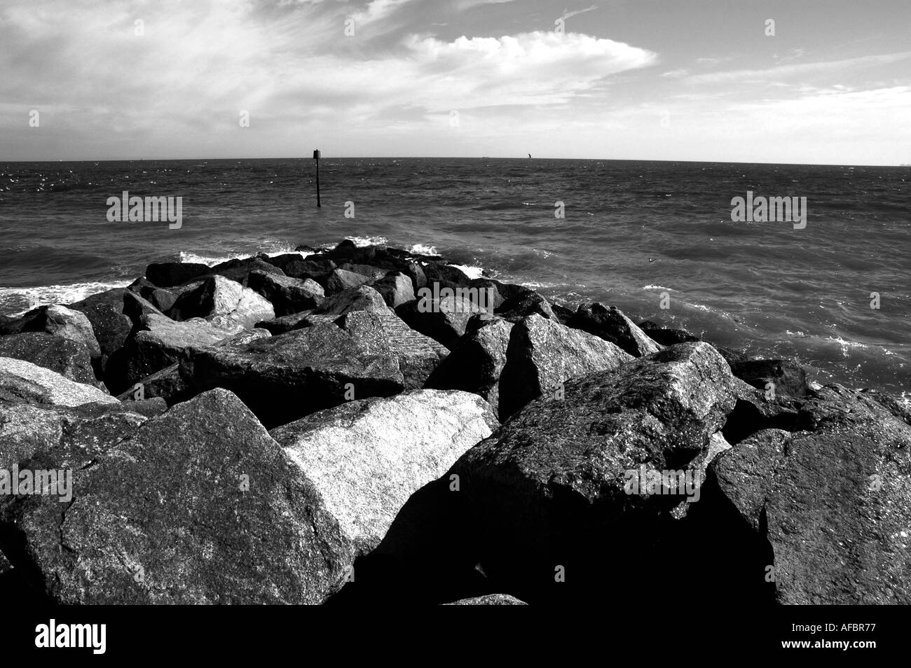 Paysage marin noir et blanc Banque D'Images