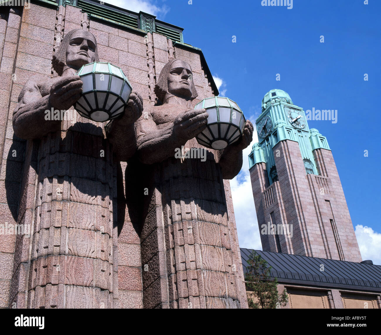 Extérieur Art Nouveau, gare centrale d'Helsinki, ville d'Helsinki, République de Finlande Banque D'Images