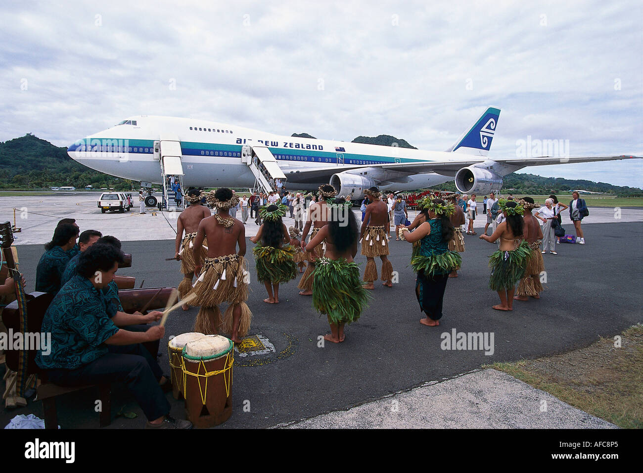 Air New Zealand 747-200, Airpoprt, Rarotonga iles Cook Banque D'Images