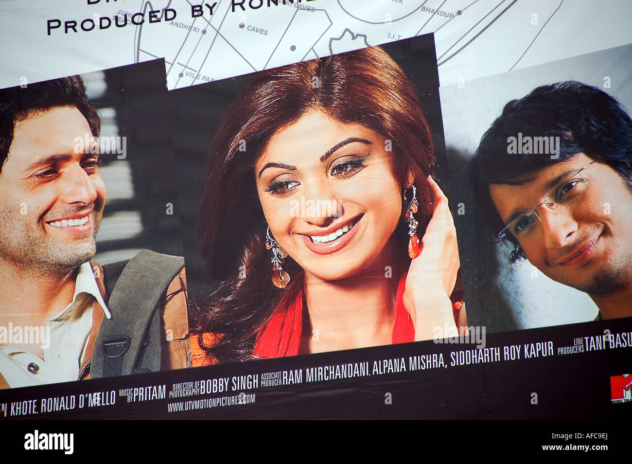 Affiche de film de Bollywood 'La vie dans un métro' avec Shilpa Shetty, Inde Banque D'Images