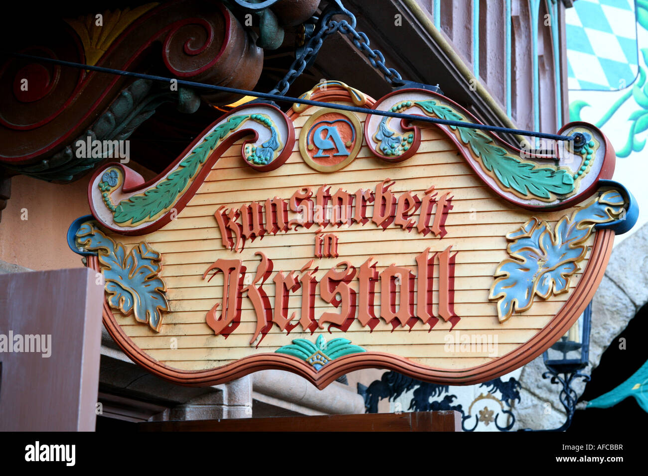 Epcot Center Walt Disney World Orlando Floride stand allemand signe la section Banque D'Images