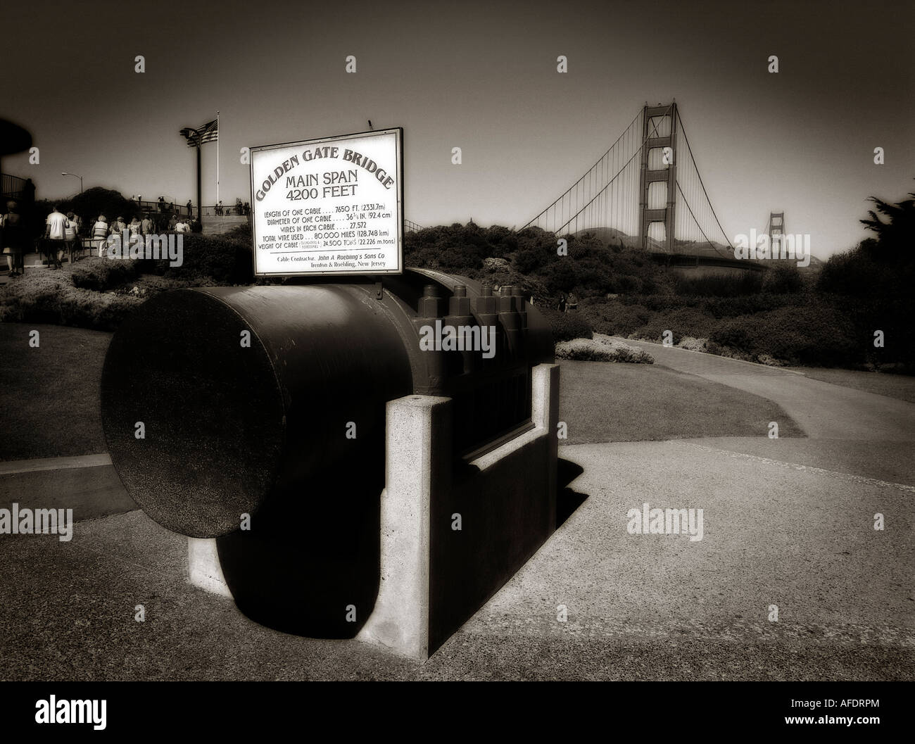 Échantillon de câble utilisé pour la prise du pont Golden Gate. La baie de San Francisco. La Californie. USA Banque D'Images