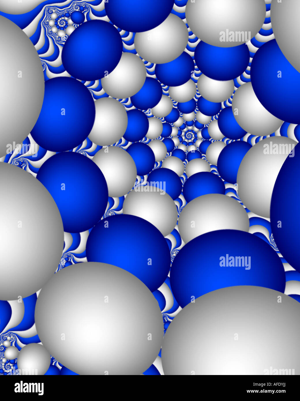 Résumé de l'image fractale en ordre décroissant des boules dans l'infini Banque D'Images