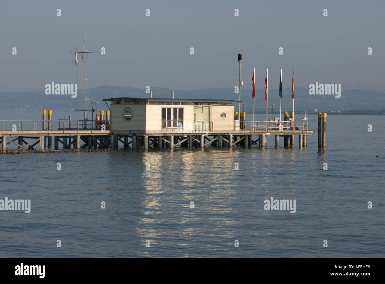 Hagnau jetée, Lac de Constance (Bodensee) Bade-wurtemberg Allemagne Juillet 2004 Banque D'Images