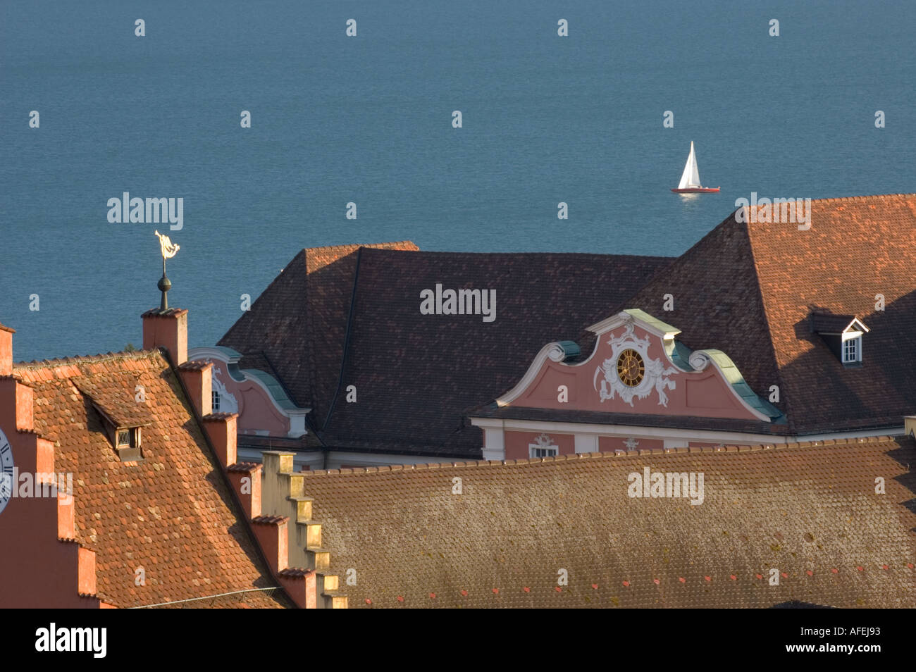 Ville de Meersburg, Lac de Constance (Bodensee) Bade-wurtemberg Allemagne Juillet 2004 Banque D'Images