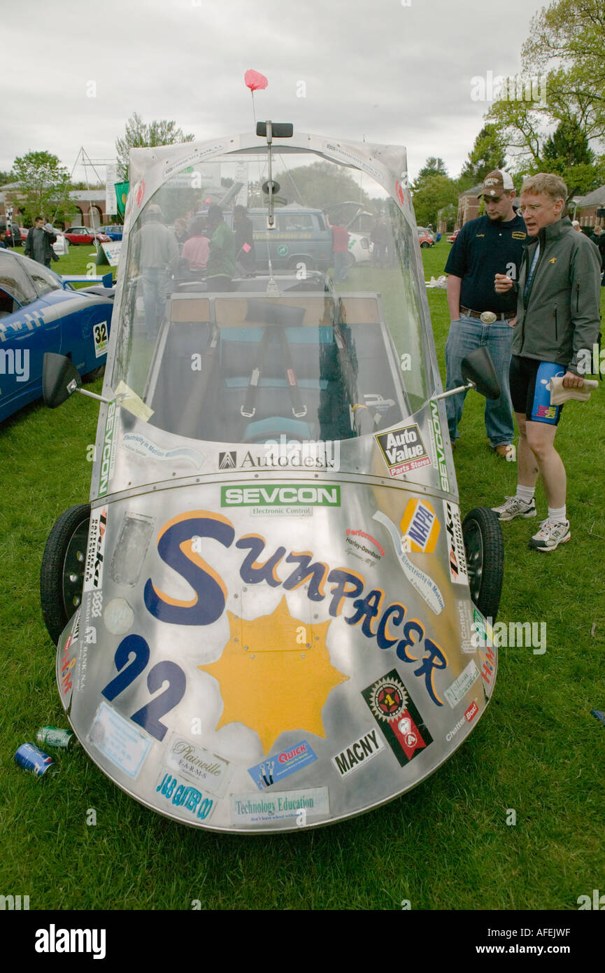 Sunpacer voiture solaire à tour de Sol Saratoga Springs New York Banque D'Images