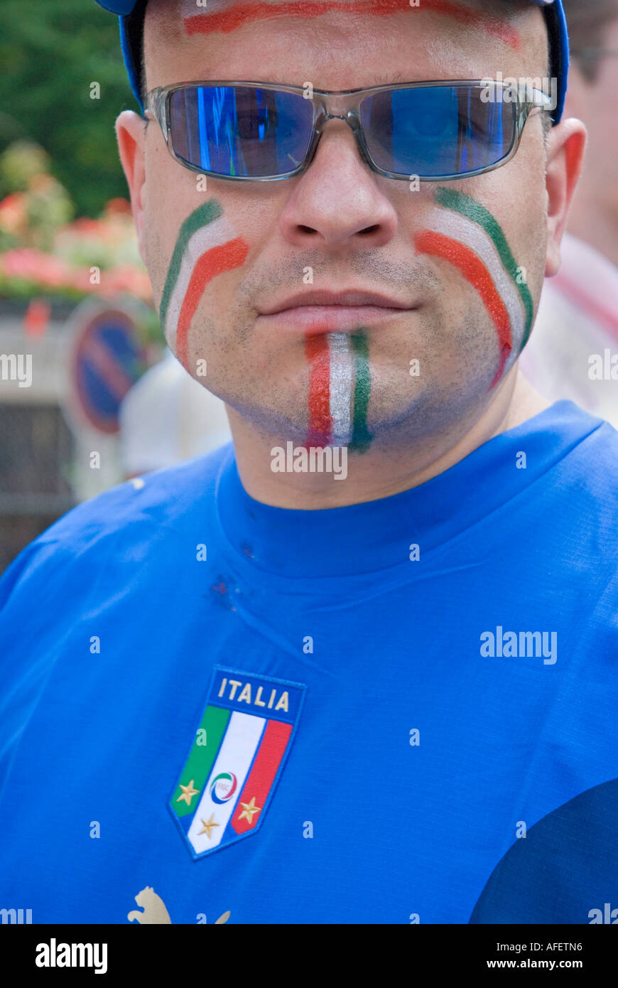 Un fan italien pour l'Italie à Kaiserslauten v Australie deuxième tour de la Coupe du Monde Banque D'Images