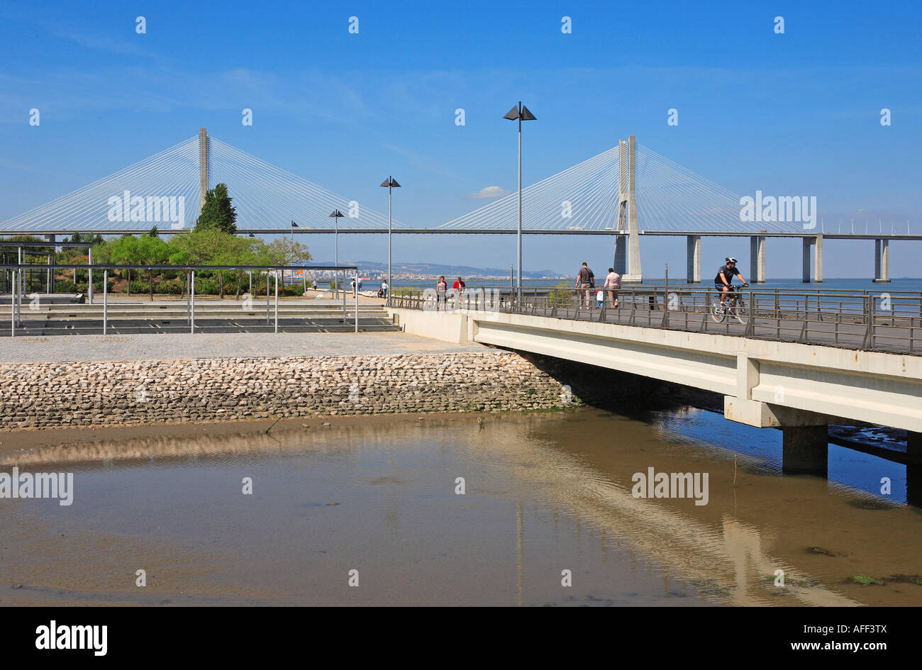 Parque das Nações, Lisbonne, le Pont Vasco da Gama Banque D'Images
