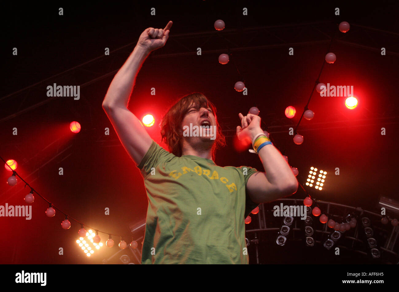 Le groupe de rock s'effectuer. Photo : le chanteur Danny Mcnamara. Banque D'Images