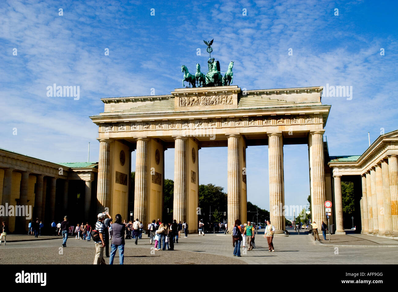 Porte de Brandebourg, Pariser Platz Allemagne, 1791 Neoclassic, Berlin, Allemagne, (Quadriga, les rênes des chevaux sont détenues par Victoria, déesse de la victoire.) Banque D'Images