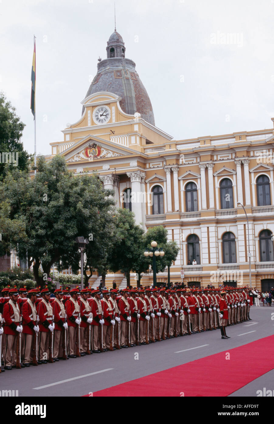 Garde présidentielle - Plaza Murillo, La Paz, Bolivie Banque D'Images