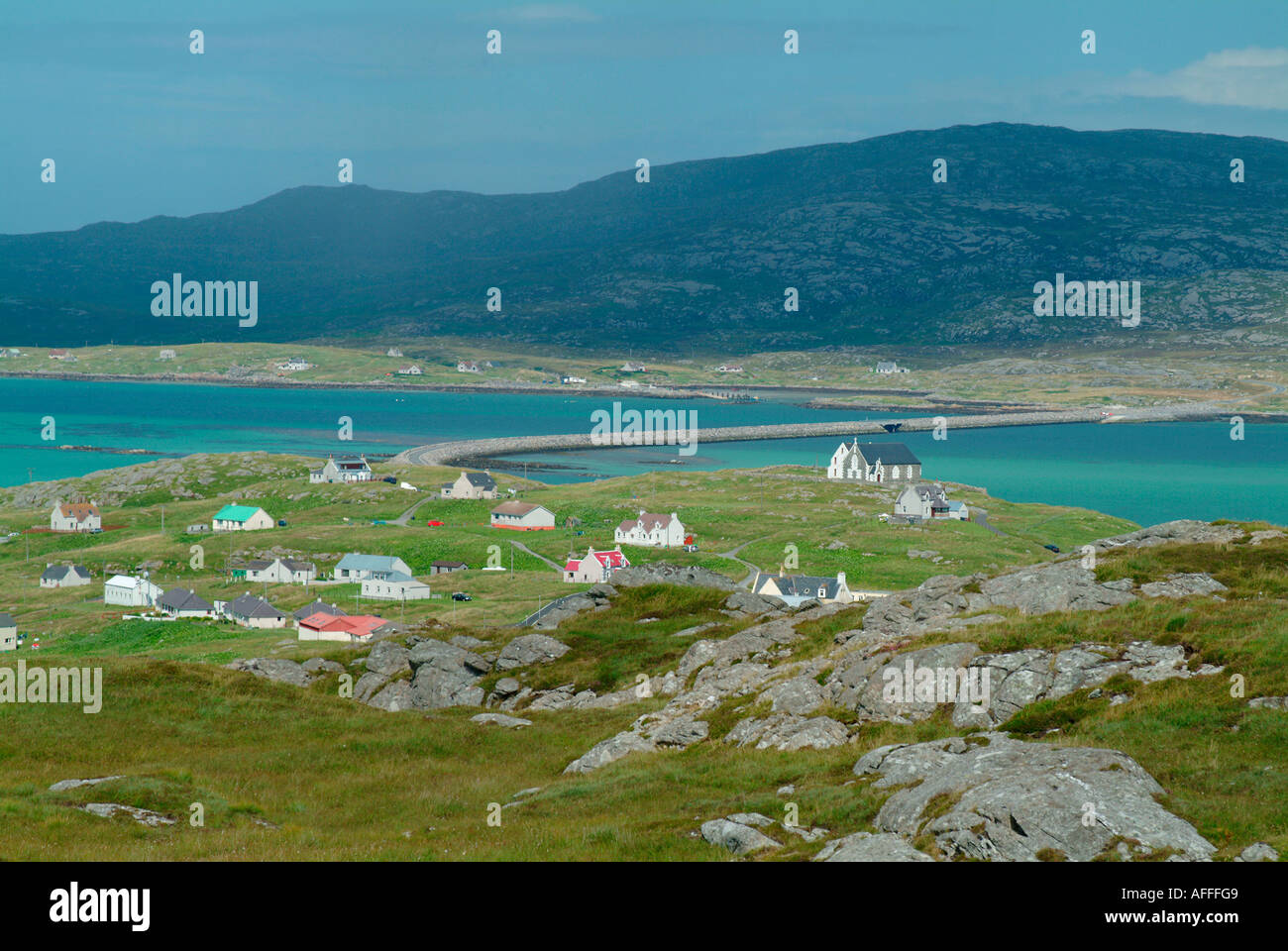 L'isle d'eriskay vue de South Uist causeway western isle ecosse uk go Banque D'Images