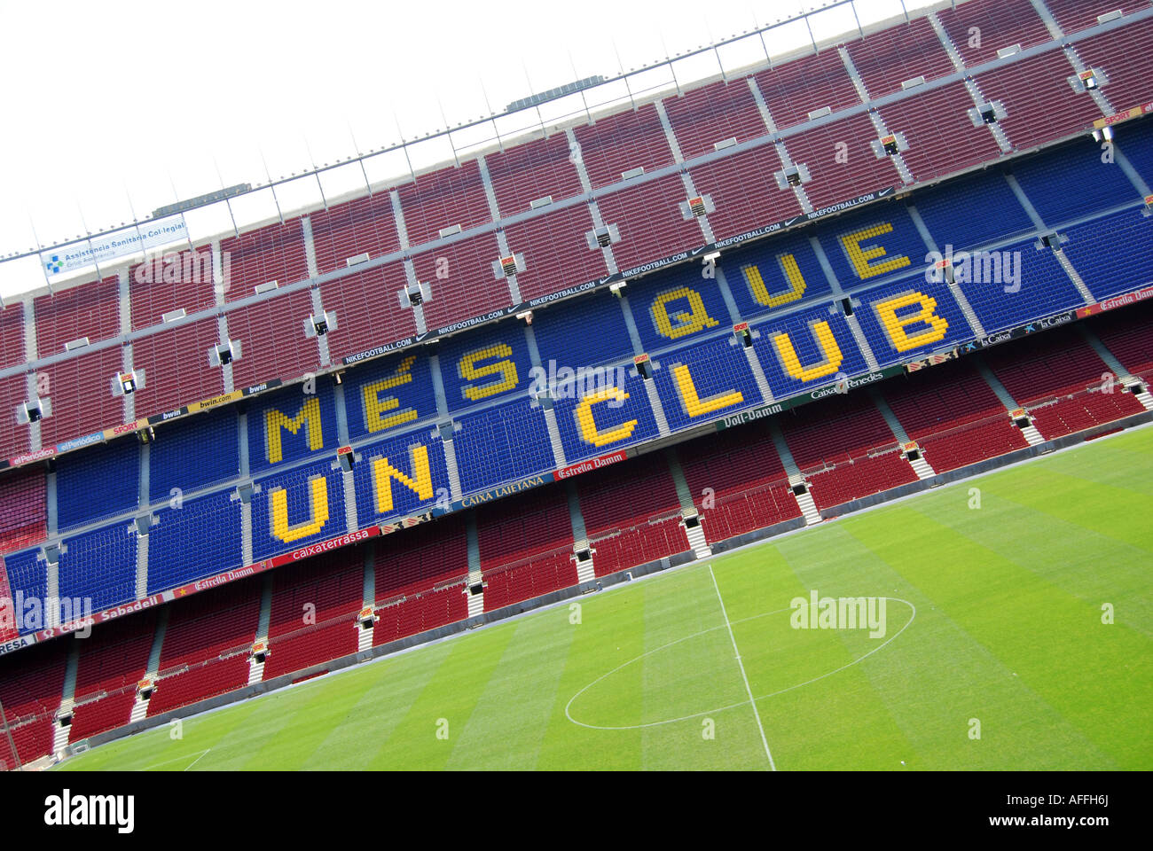 Des sièges vides dans le stade de football club Barcelone Espagne Banque D'Images