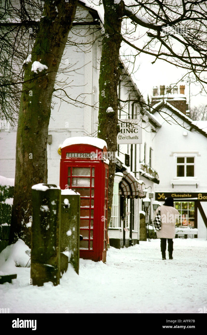 Prestbury Cheshire village de neige Banque D'Images