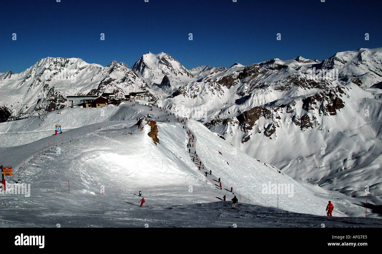 La Vizelle à partir de la Saulire France en hiver Banque D'Images