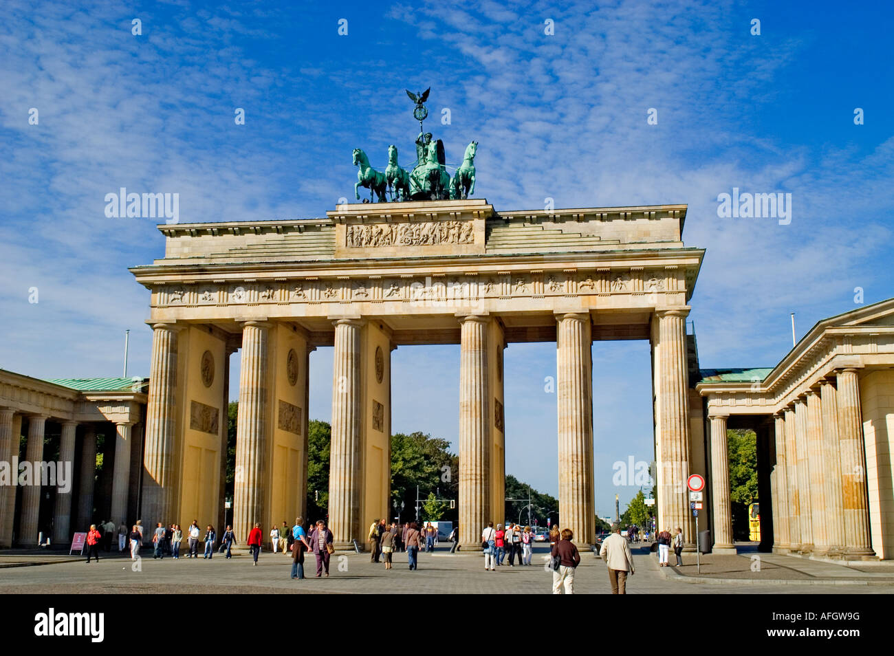 Porte de Brandebourg, Pariser Platz Allemagne, 1791 Neoclassic, Berlin, Allemagne, (Quadriga, les rênes des chevaux sont détenues par Victoria, déesse de la victoire.) Banque D'Images