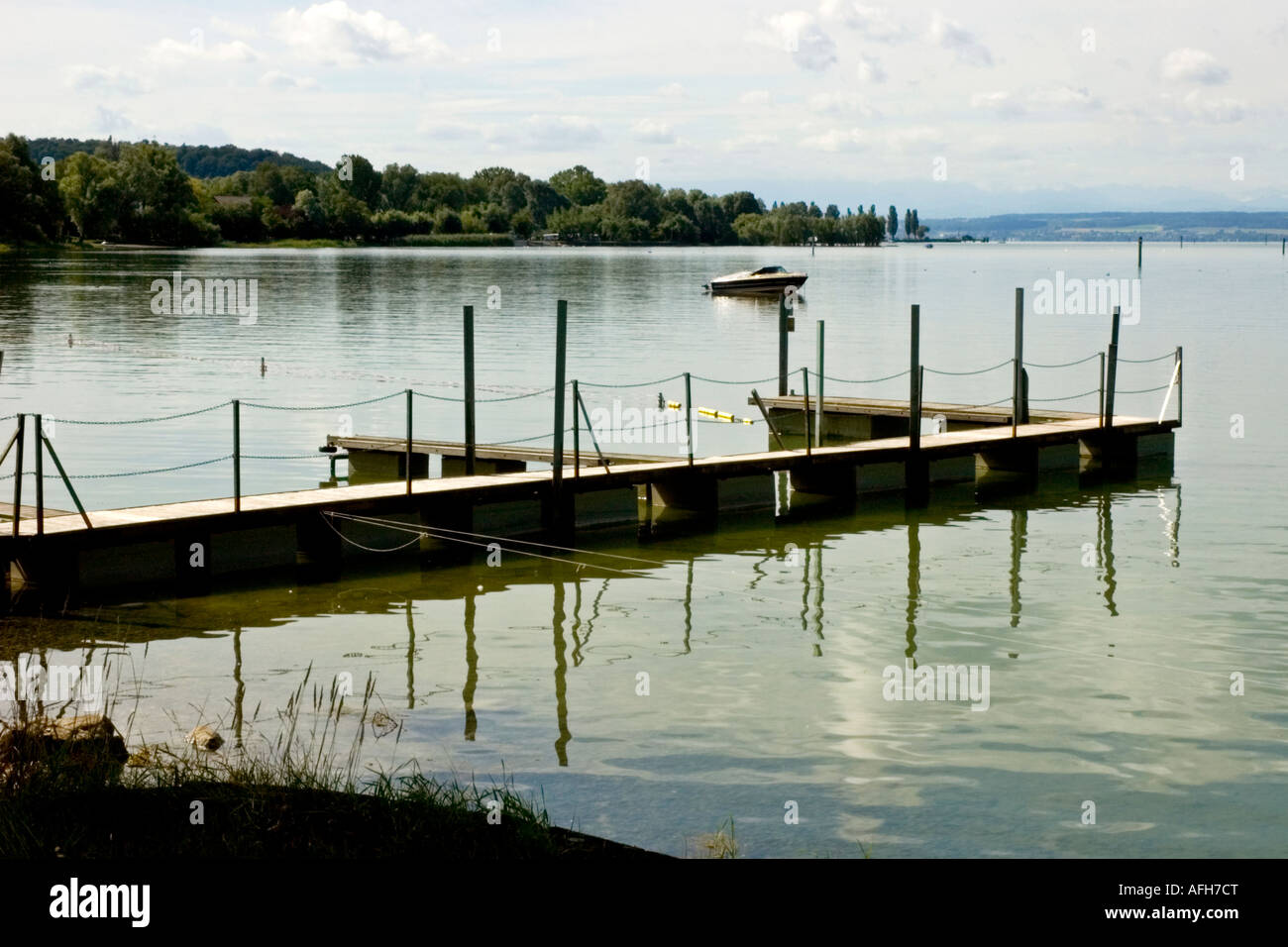 Bootssteg am Bodensee pont de bateau au lac de Constance Banque D'Images