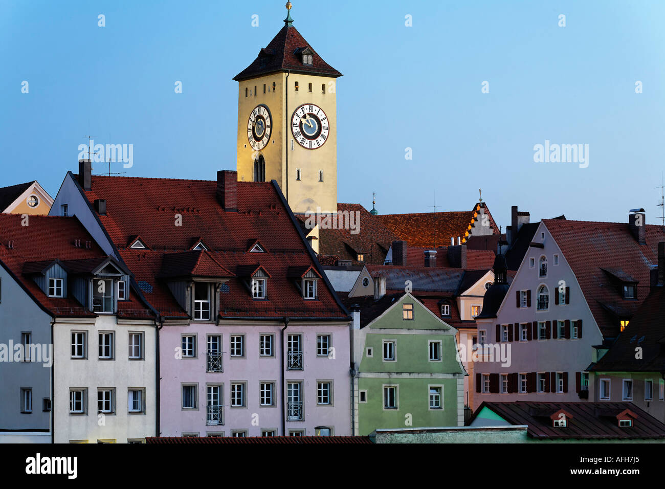 Tour du vieil hôtel de ville Regensburg Allemagne Bavière Banque D'Images