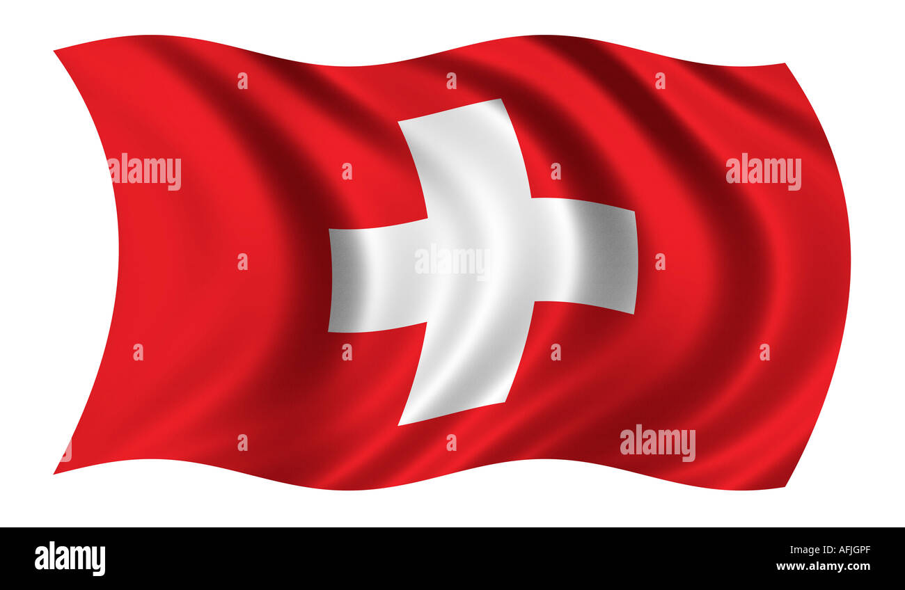 Drapeau de la Suisse dans le vent Banque D'Images
