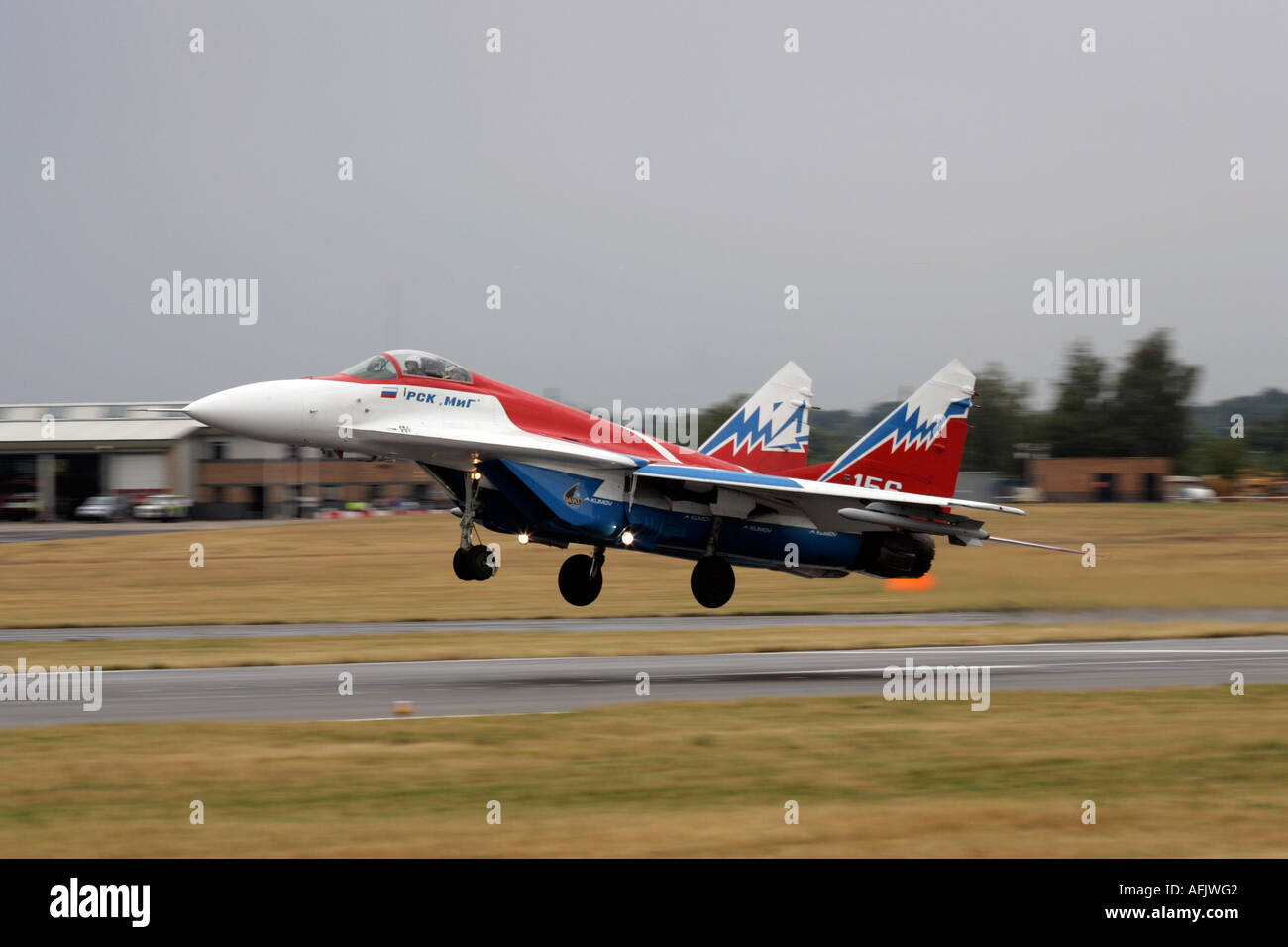 Fédération de Fulcrum MIG 29M OVT jet fighter à Farnborough Air Show 2006. Banque D'Images