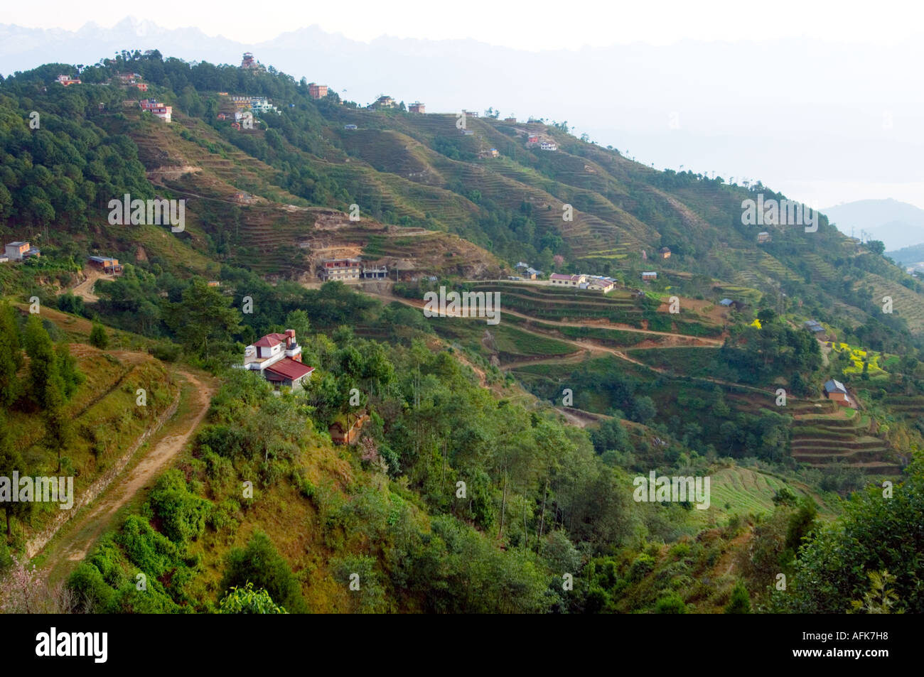 NAGARKOT HIMALAYA Mountain Resort chaîne de collines vallée de Katmandou vale dale glen Népal Katmandou Asie dell gamme anapurna Banque D'Images