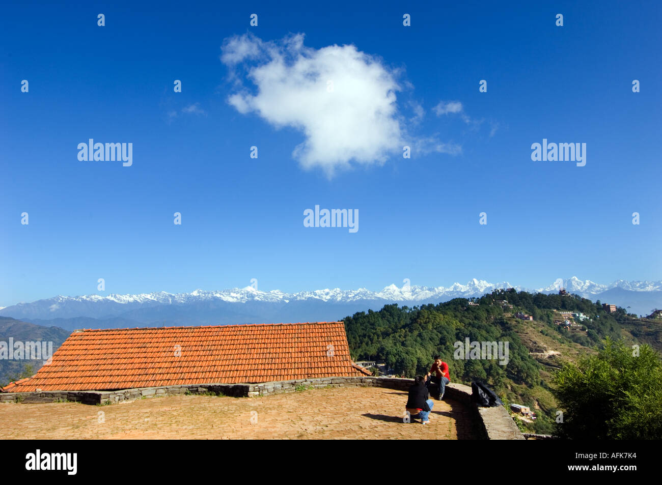 NAGARKOT HIMALAYA Mountain Resort chaîne de collines vallée de Katmandou vale dale glen Népal Katmandou Asie dell gamme anapurna Banque D'Images