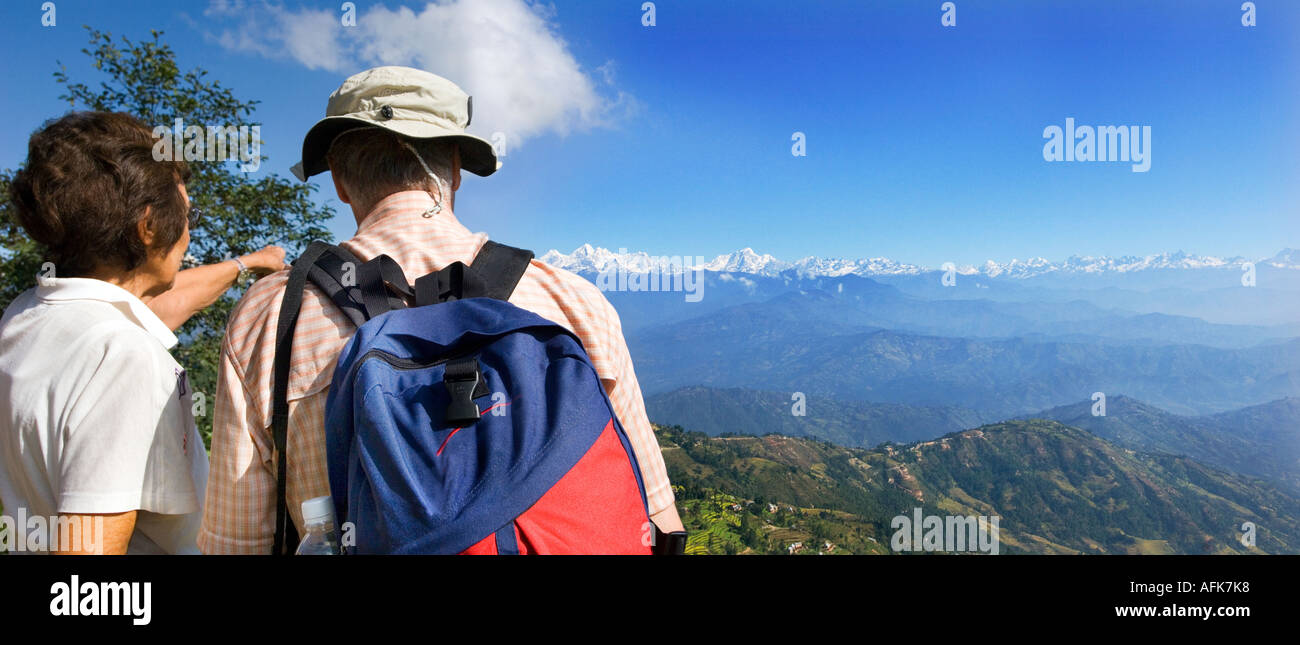 HIMALAYA NAGARKOT Trekker Mountain Resort chaîne de collines vallée de Katmandou vale dale glen Népal Katmandou Asie dell gamme anapurna Banque D'Images