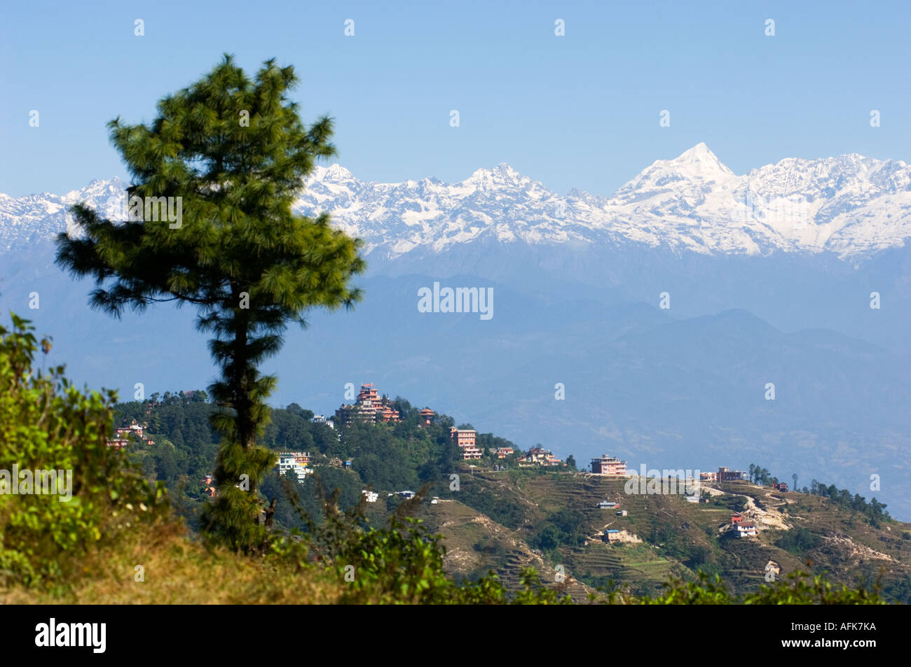 NAGARKOT HIMALAYA Mountain Resort chaîne de collines vallée de Katmandou vale dale glen Népal Katmandou Asie dell gamme anapurna Banque D'Images
