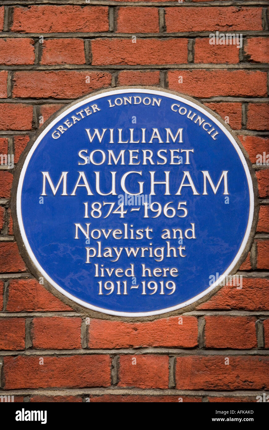 Greater London Council Blue plaque pour William Somerset Maugham. 6 Rue Chesterfield Mayfair Londres W1 Angleterre Banque D'Images