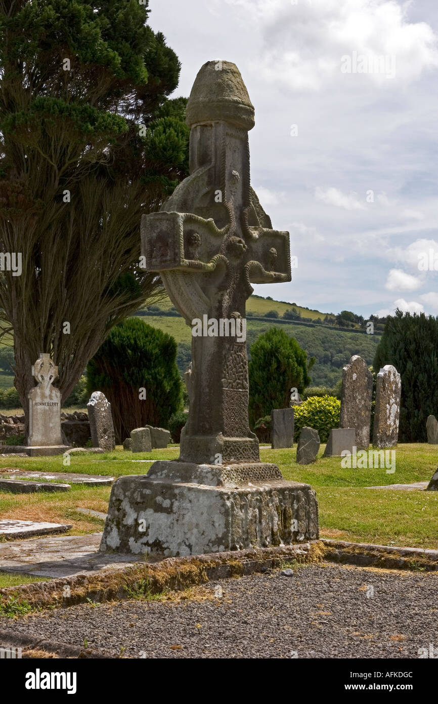 Haut Celtic Cross à Ahenny, comté de Tipperary, Irlande Banque D'Images
