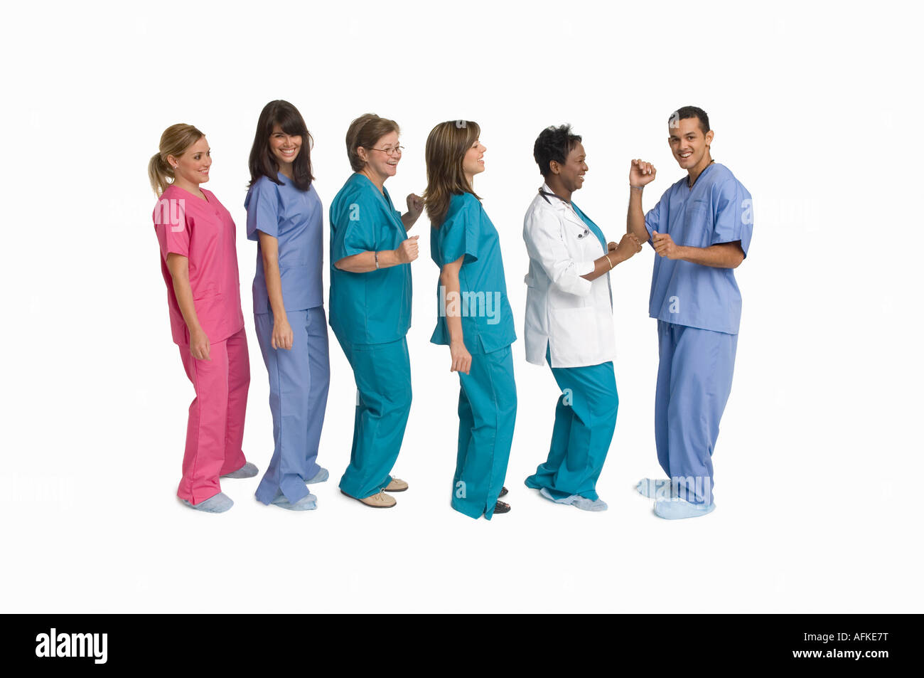 Portrait de groupe de médecins et d'infirmières dancing Banque D'Images