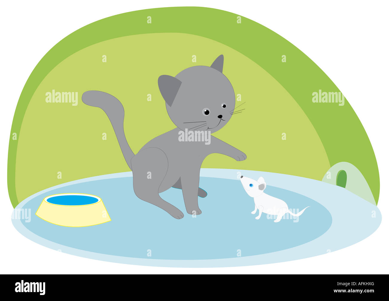 Chat et une souris à l'un l'autre Banque D'Images