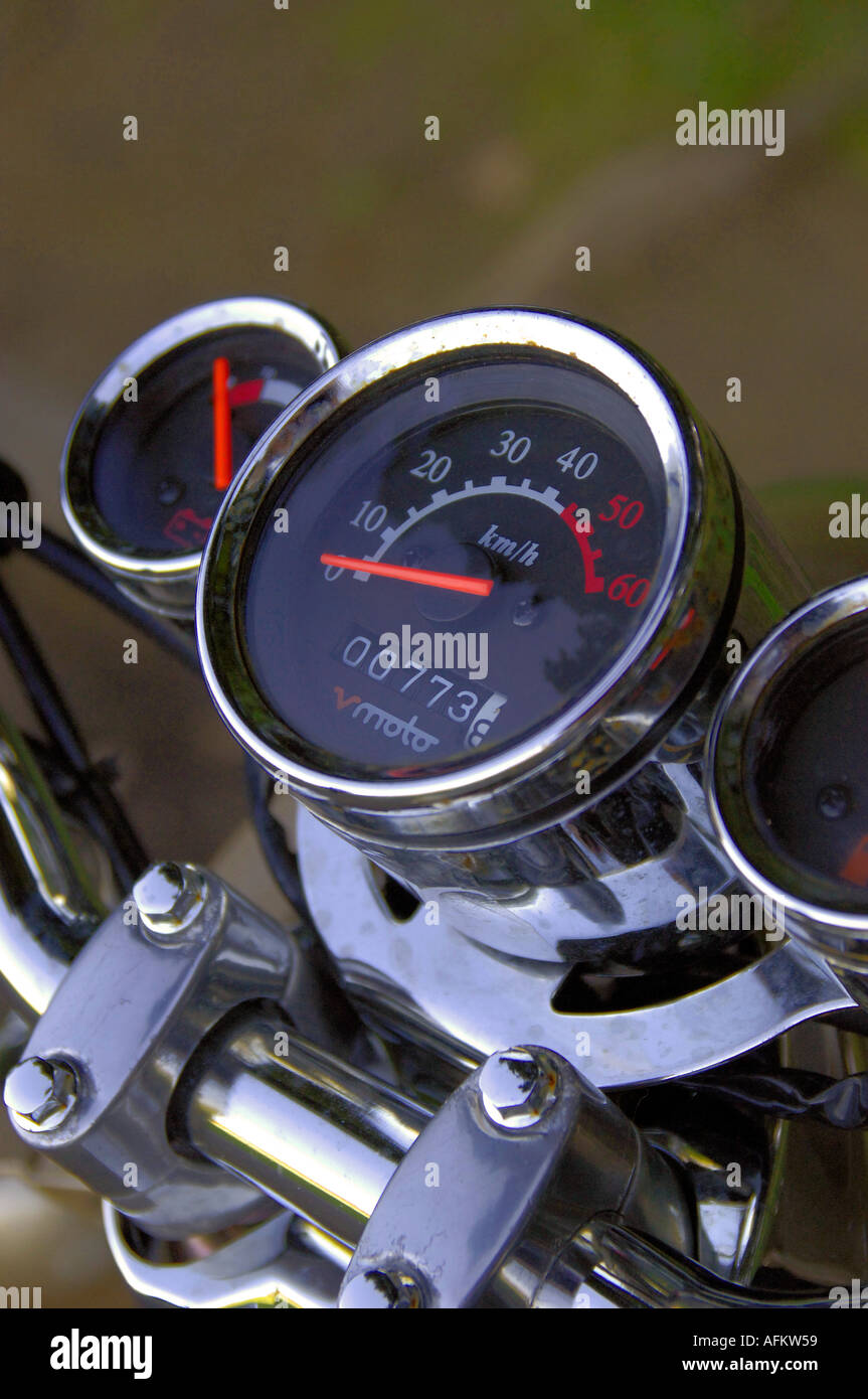 Compteur de vitesse, le tableau de bord en scooter italien Banque D'Images