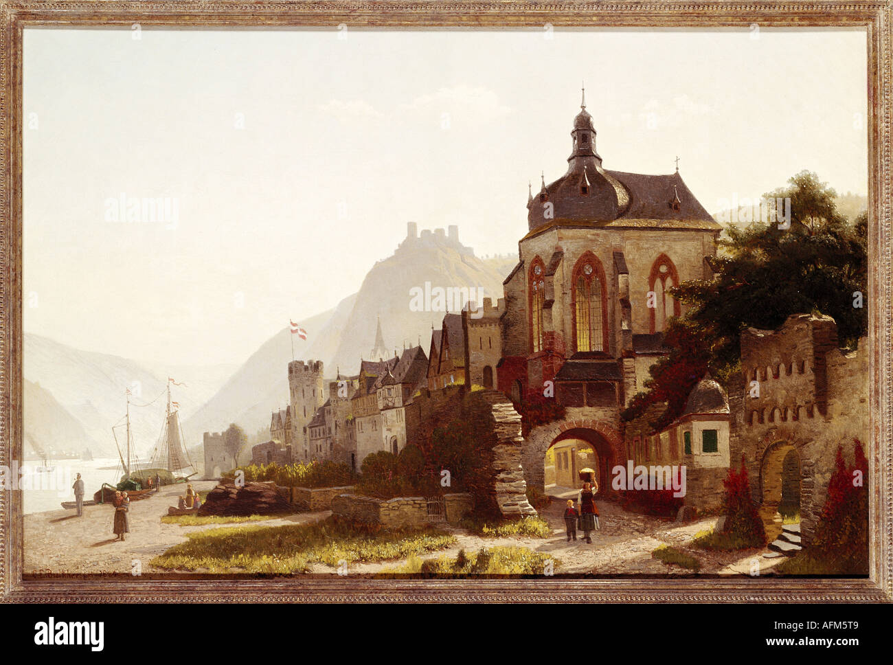 'Fine Arts, Boettcher, Christian Eduard, (1818 - 1889), peinture, 'Ansicht von Oberwesel', ('view à Oberwesel'), vers 1884 Banque D'Images
